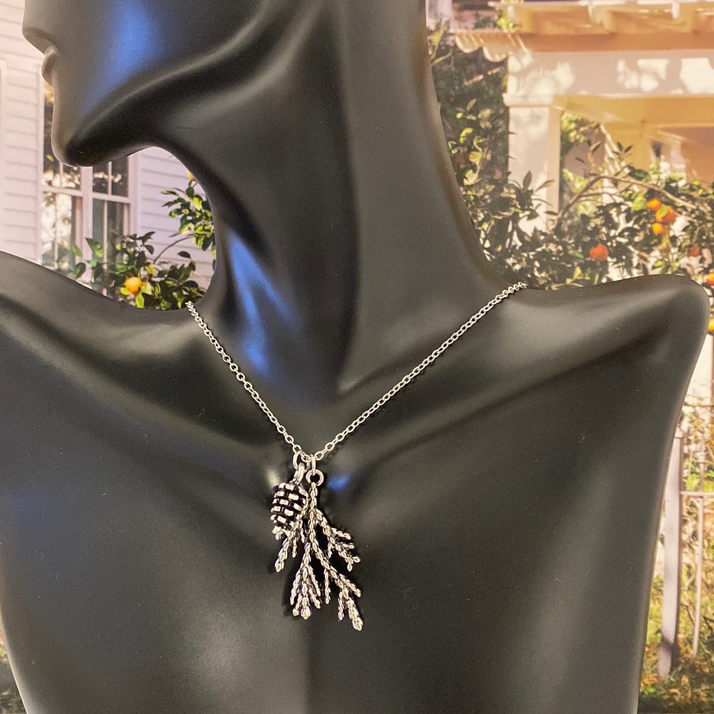 Pinecone Bough Pendant with 18” Chain Necklace with 2.5” extension